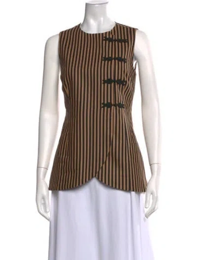 Pre-owned Simon Miller Striped Crew Neck Top In Brown