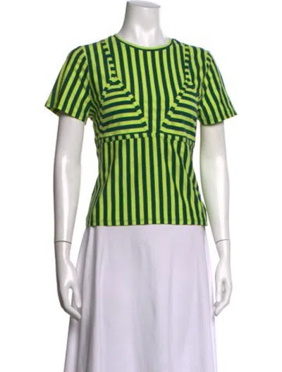 Pre-owned Simon Miller Striped Crew Neck Top In Green