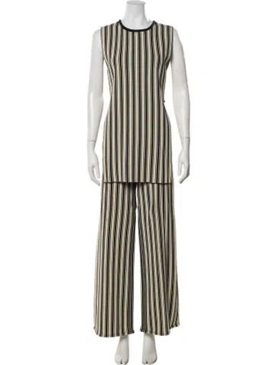 Pre-owned Simon Miller Striped Embroidered Accent Pant Set W/ Tags In Black/neutrals