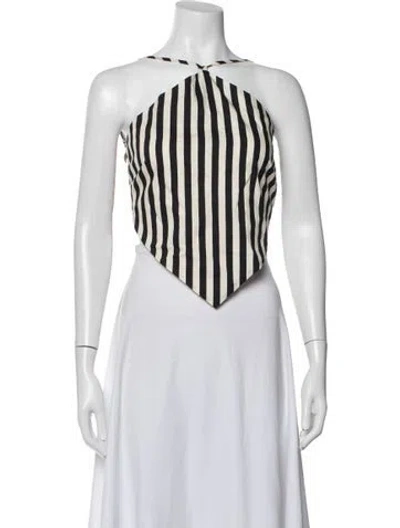 Pre-owned Simon Miller Striped Halterneck Crop Top In White