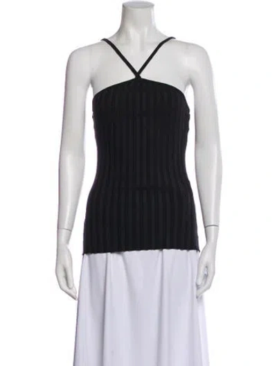 Pre-owned Simon Miller Striped Halterneck Top In Black