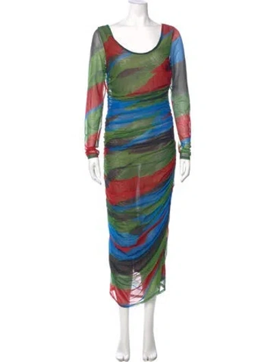 Pre-owned Simon Miller Striped Long Dress In Green