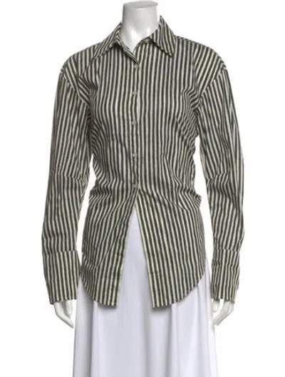 Pre-owned Simon Miller Striped Long Sleeve Blouse In Black