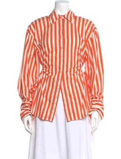 Pre-owned Simon Miller Striped Long Sleeve Blouse In Orange