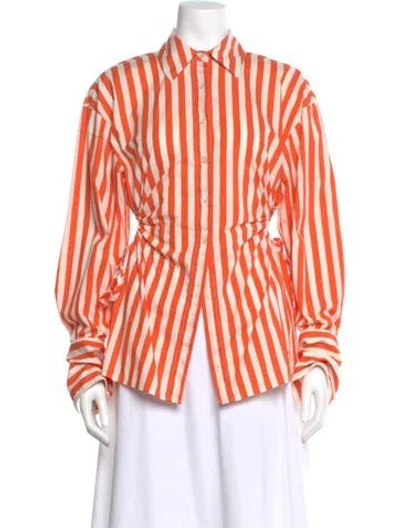Pre-owned Simon Miller Striped Long Sleeve Blouse In Orange