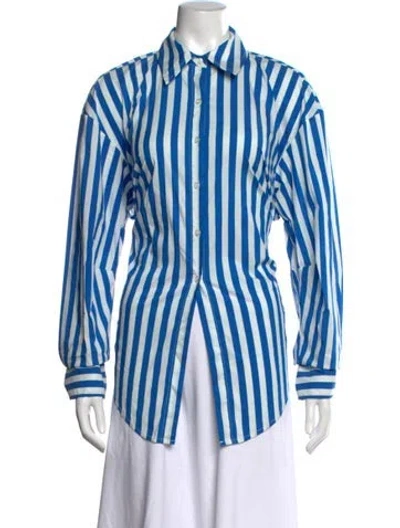 Pre-owned Simon Miller Striped Long Sleeve Button-up Top In Blue