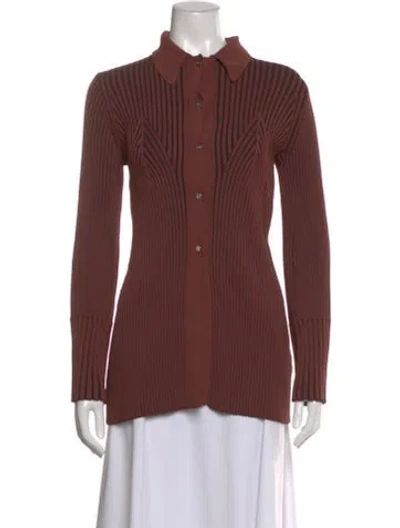 Pre-owned Simon Miller Striped Long Sleeve Button-up Top In Brown