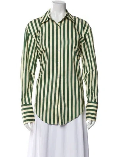 Pre-owned Simon Miller Striped Long Sleeve Button-up Top W/ Tags In Green