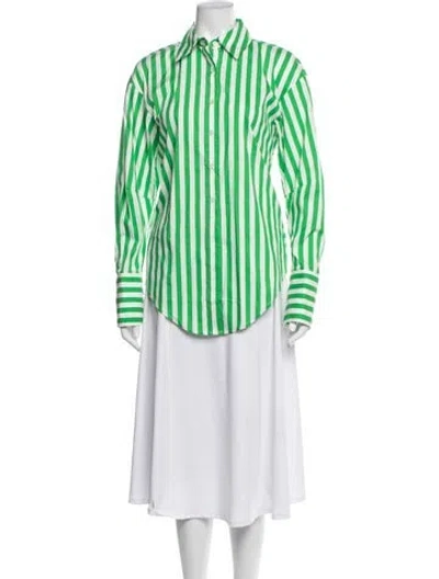 Pre-owned Simon Miller Striped Long Sleeve Button-up Top W/ Tags In Green