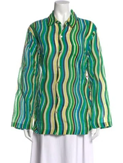 Pre-owned Simon Miller Striped Long Sleeve Top W/ Tags In Blue