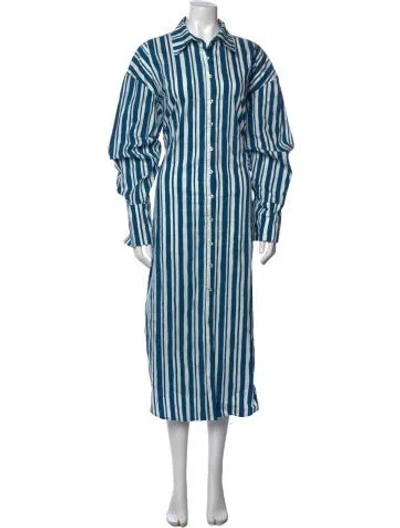 Pre-owned Simon Miller Striped Midi Length Dress In Blue