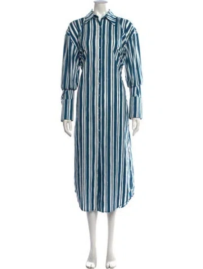 Pre-owned Simon Miller Striped Midi Length Dress In Blue