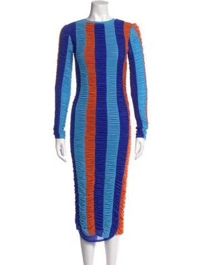 Pre-owned Simon Miller Striped Midi Length Dress In Blue/orange