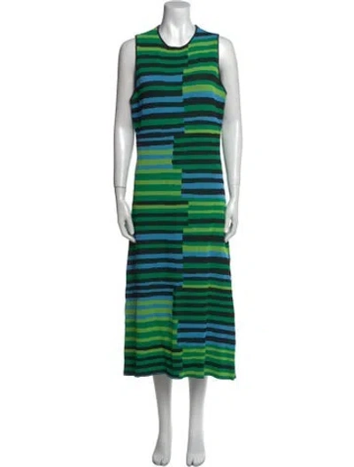 Pre-owned Simon Miller Striped Midi Length Dress In Green