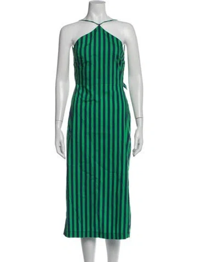 Pre-owned Simon Miller Striped Midi Length Dress In Green