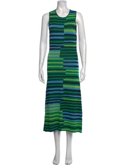 Pre-owned Simon Miller Striped Midi Length Dress In Green
