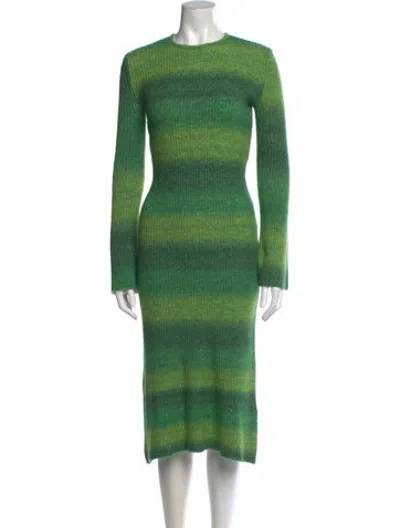Pre-owned Simon Miller Striped Midi Length Dress In Green