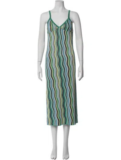 Pre-owned Simon Miller Striped Midi Length Dress In Green