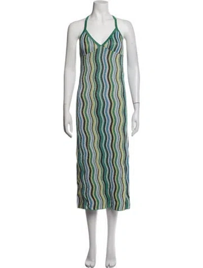 Pre-owned Simon Miller Striped Midi Length Dress W/ Tags In Green