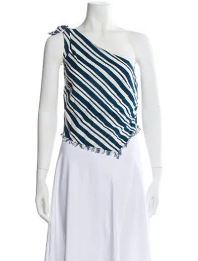 Pre-owned Simon Miller Striped One-shoulder Top In Multi