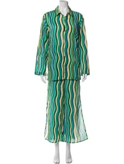 Pre-owned Simon Miller Striped Pant Set W/ Tags In Green