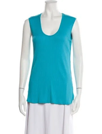 Pre-owned Simon Miller Striped Scoop Neck Top W/ Tags In Blue