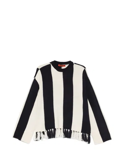 Simon Miller Striped Tassel Sweater In Black