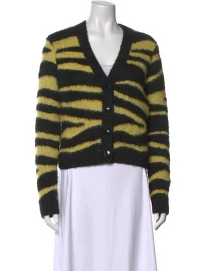 Pre-owned Simon Miller Striped V-neck Sweater In Black