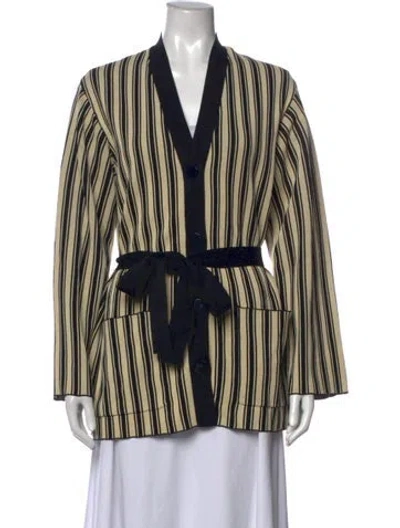Pre-owned Simon Miller Striped V-neck Sweater In Neutrals