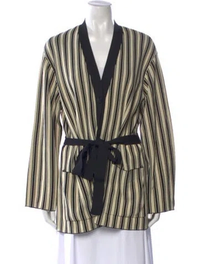 Pre-owned Simon Miller Striped V-neck Sweater W/ Tags In Neutral