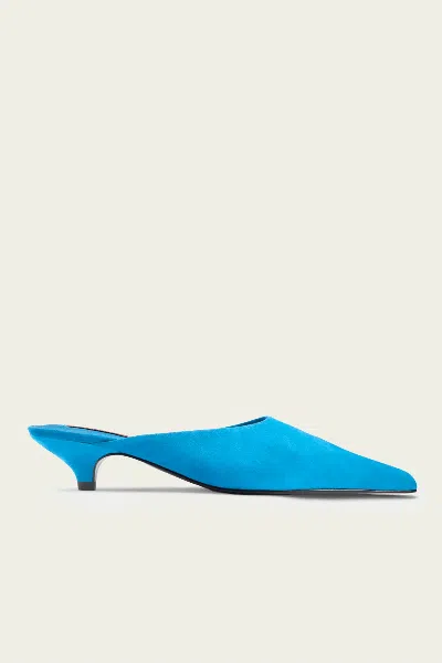 Simon Miller Suede Arrow Mule In Aqua Blue