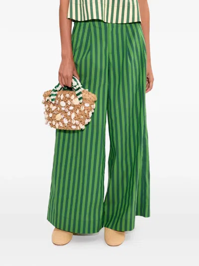 Simon Miller Thorne Stripe-print Cotton Trousers In Green