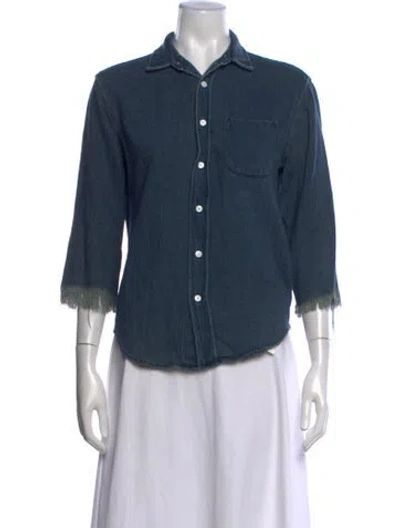 Pre-owned Simon Miller Three-quarter Sleeve Button-up Top In Blue