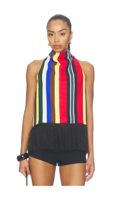 Simon Miller Tia Crepe Fringe Top In 主要条纹