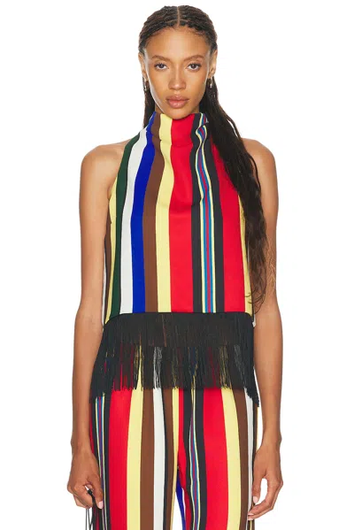 Simon Miller Tia Crepe Fringe Top In Multi