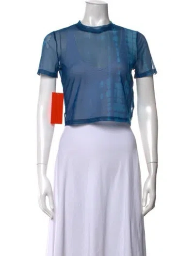 Pre-owned Simon Miller Tie-dye Print Mock Neck Crop Top W/ Tags In Blue