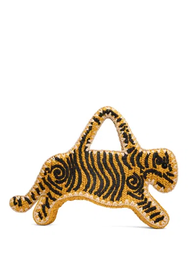 Simon Miller Tiger-shaped Raffia Tote Bag In Animal Print