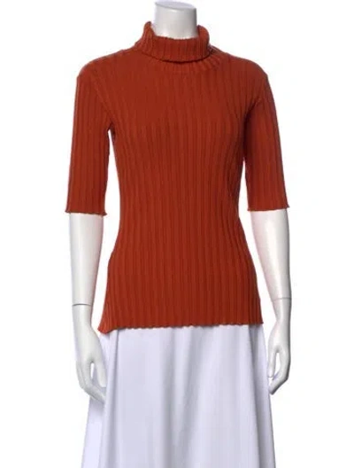 Pre-owned Simon Miller Turtleneck Three-quarter Sleeve Top W/ Tags In Orange
