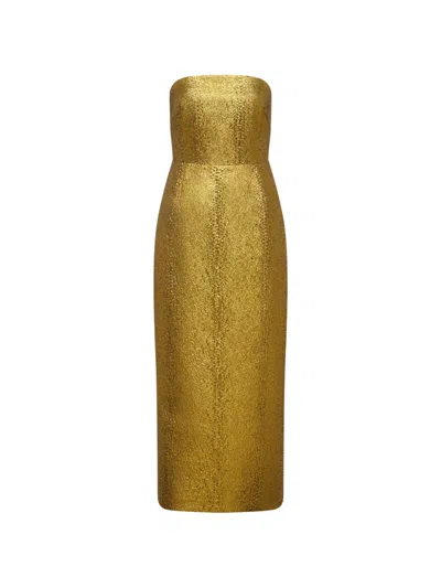 Simon Miller Verdelle Strapless Midi Dress In Gold