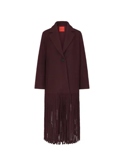 Simon Miller Vero Fringe-trimmed Coat In Brown