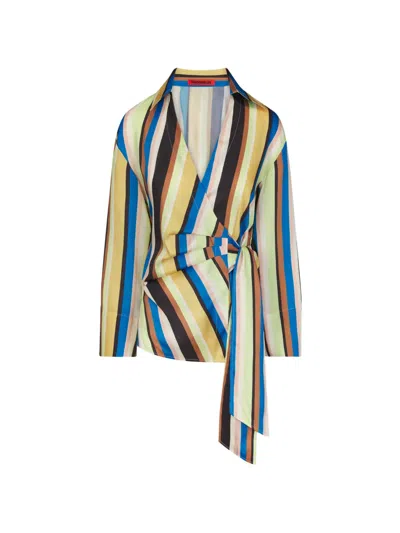 Simon Miller Vietta Striped Wrap Blouse In Multi