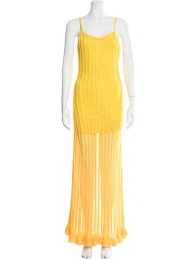 Pre-owned Simon Miller V-neck Long Dress In Yellow