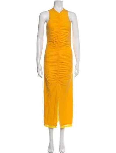 Pre-owned Simon Miller V-neck Long Dress In Yellow