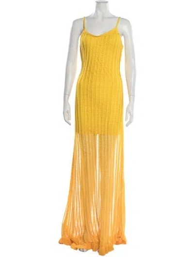 Pre-owned Simon Miller V-neck Long Dress In Yellow