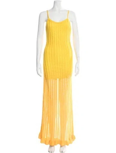 Pre-owned Simon Miller V-neck Long Dress In Yellow