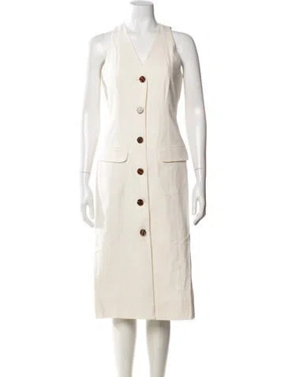 Pre-owned Simon Miller V-neck Midi Length Dress In Neutrals