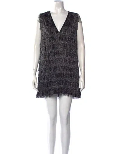 Pre-owned Simon Miller V-neck Mini Dress In Black/metallic