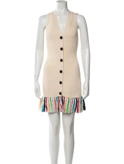 Pre-owned Simon Miller V-neck Mini Dress In Neutrals