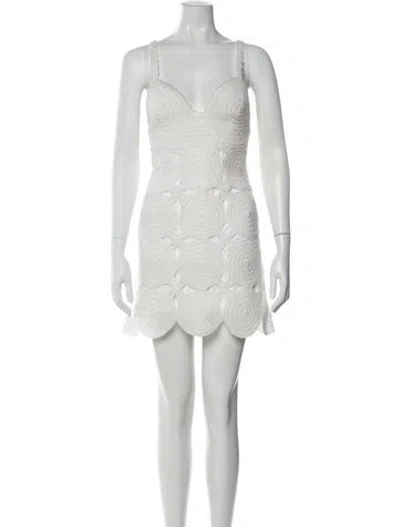 Pre-owned Simon Miller V-neck Mini Dress In White