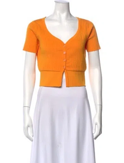 Pre-owned Simon Miller V-neck Short Sleeve Crop Top In Orange